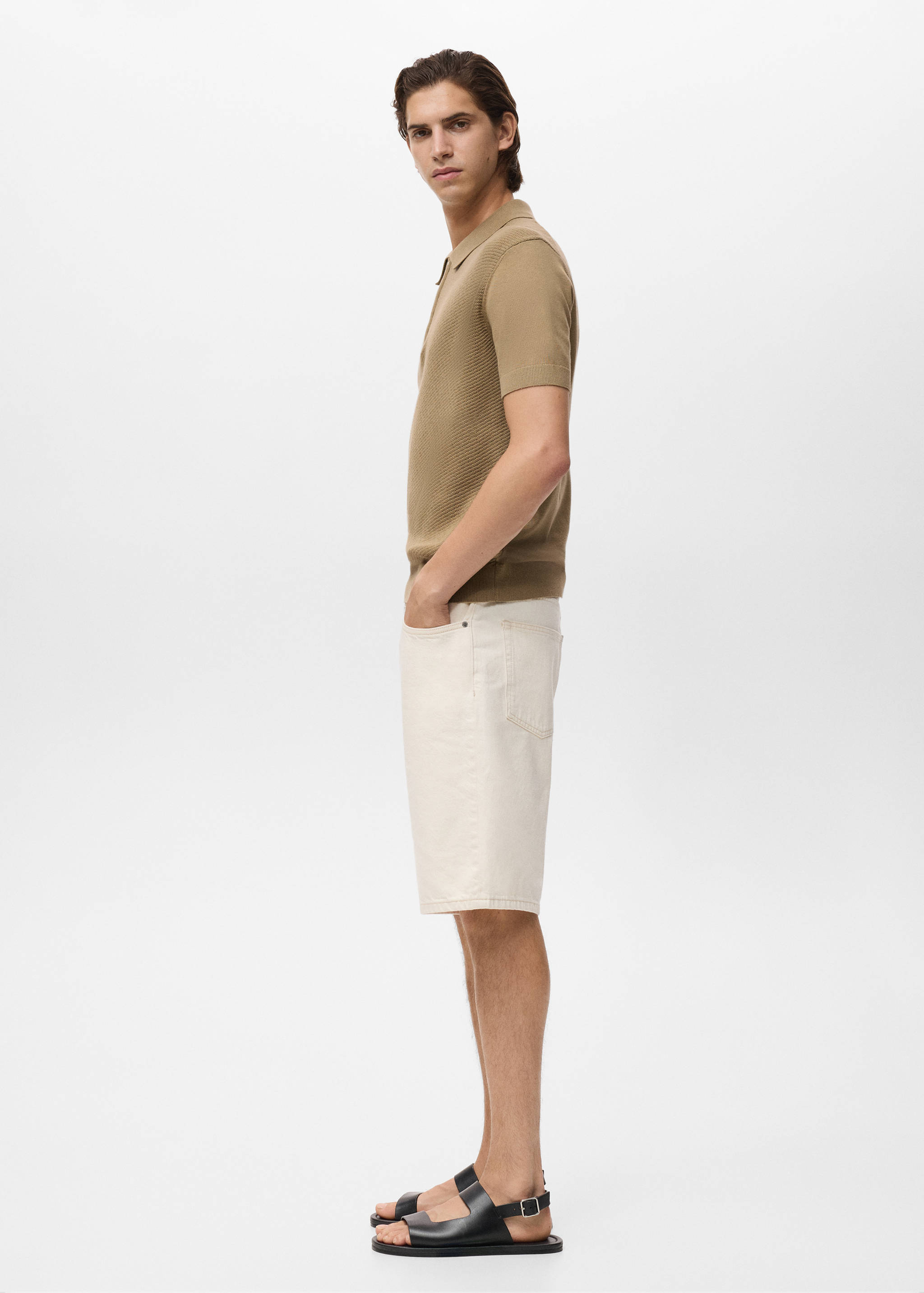 Knitted polo shirt with zipper and lace accents - Details of the article 2