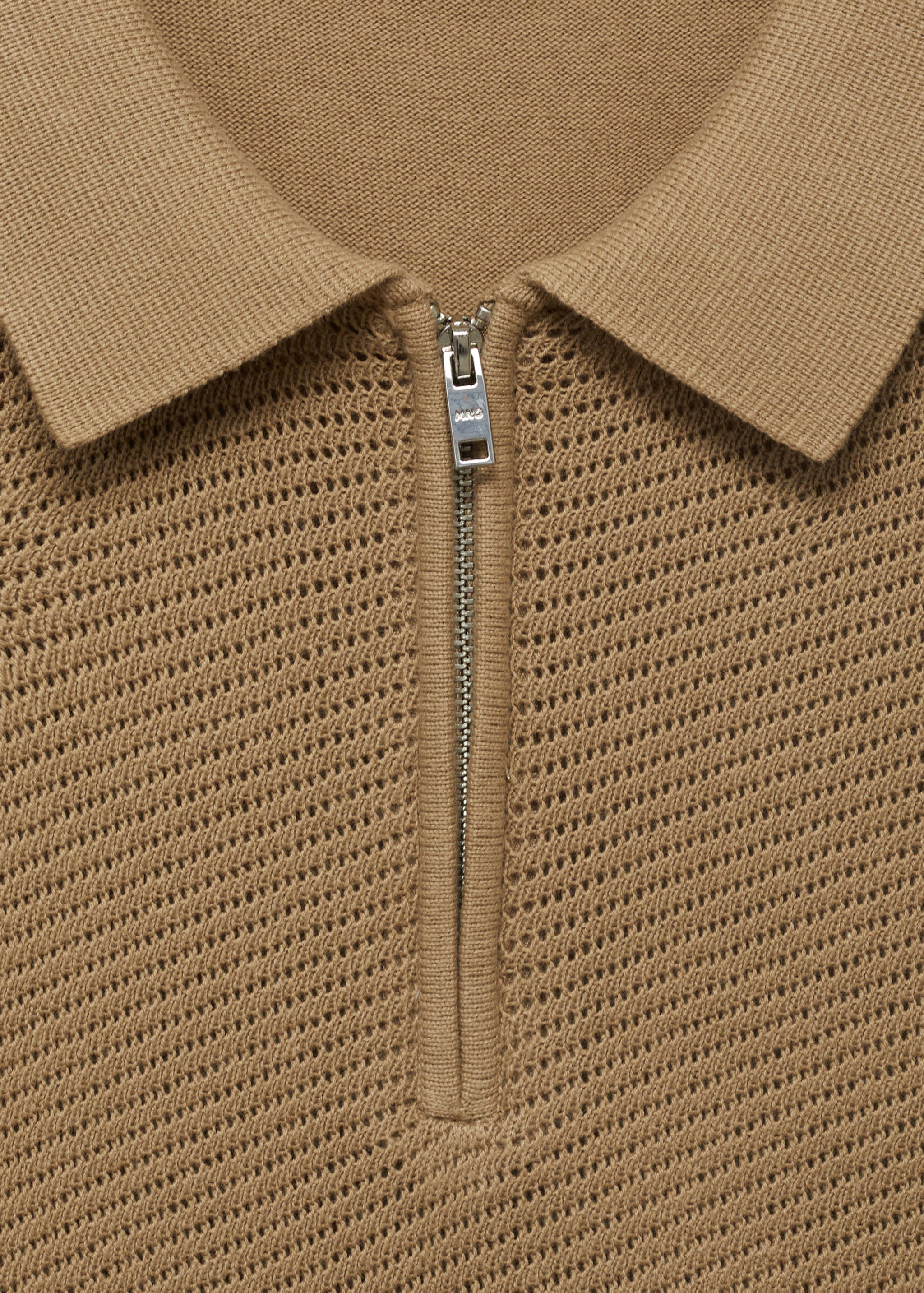 Knitted polo shirt with zipper and lace accents - Details of the article 8
