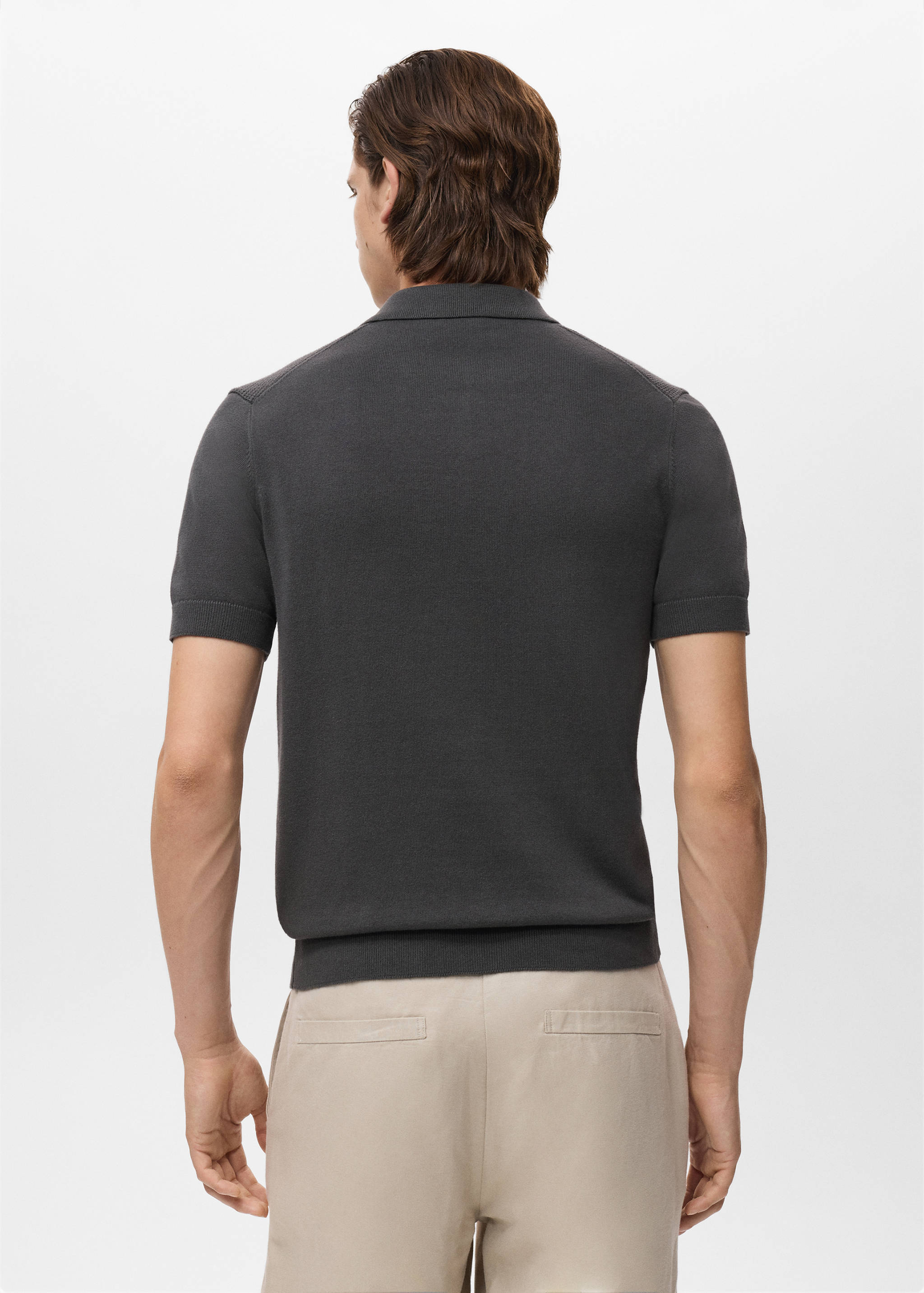 Openwork knitted polo shirt with zip - Reverse of the article