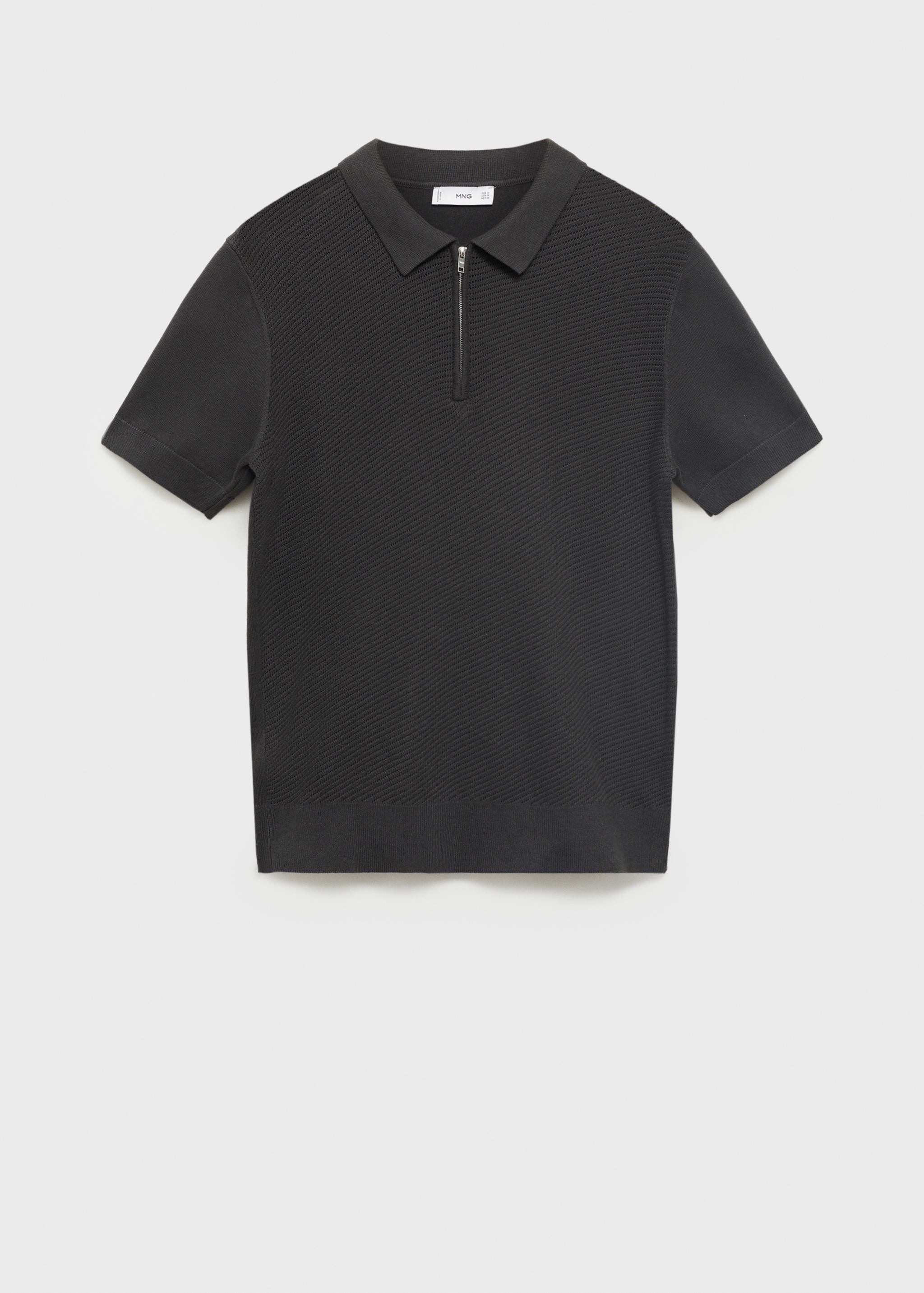 Openwork knitted polo shirt with zip - Article without model