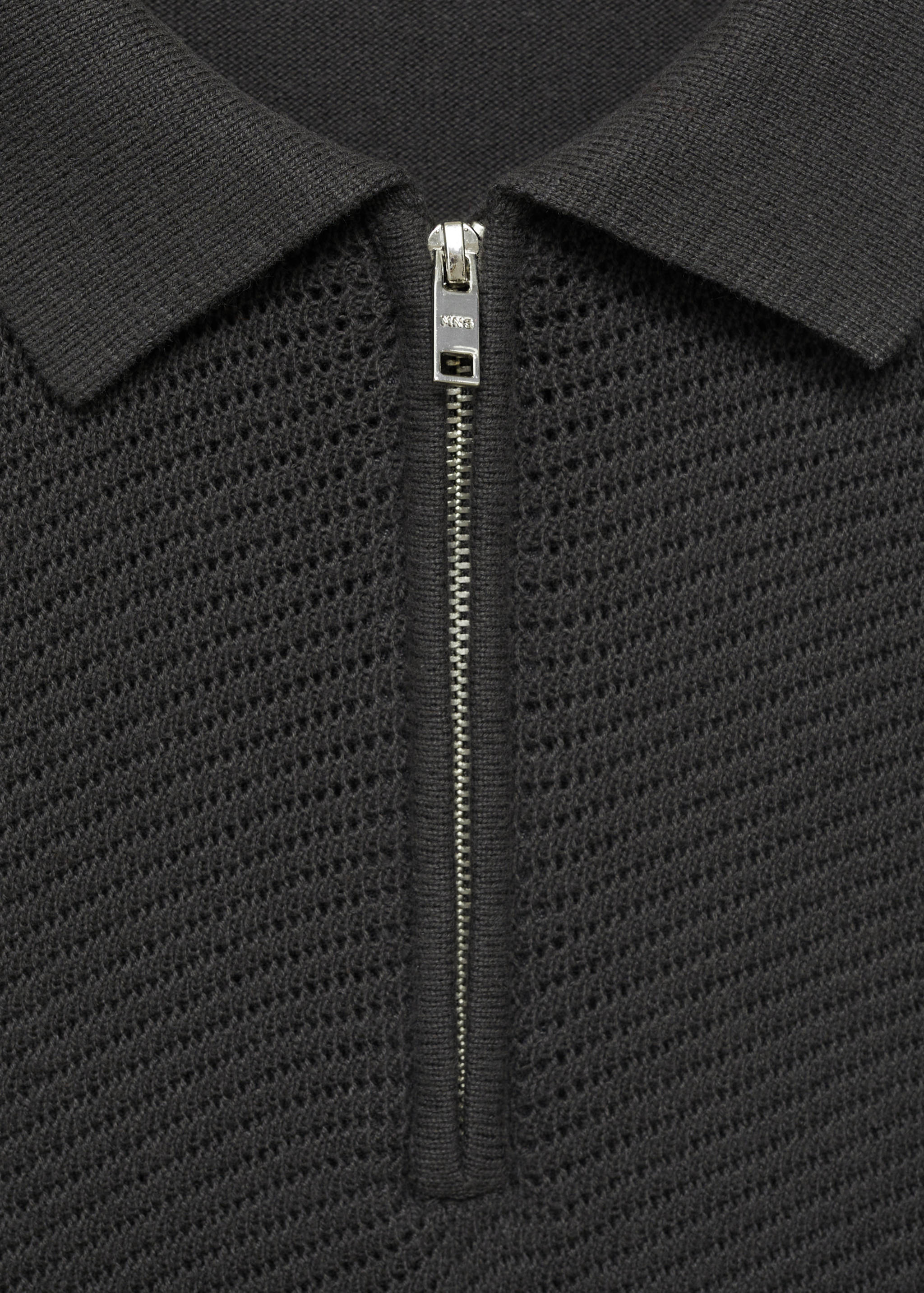 Openwork knitted polo shirt with zip - Details of the article 8