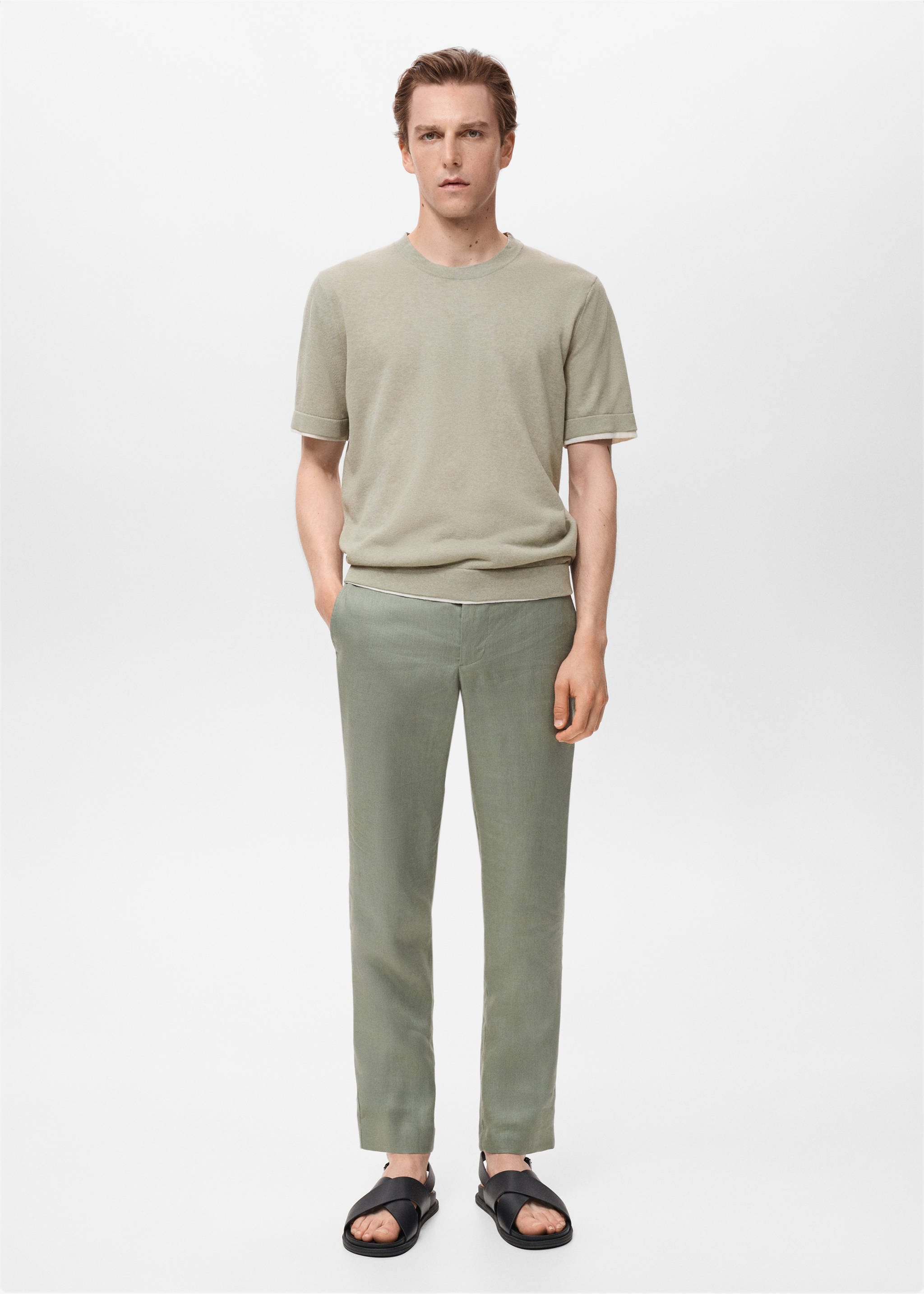Camiseta combinada algodón - Plano general, Khaki. Ref: 17051244-00.