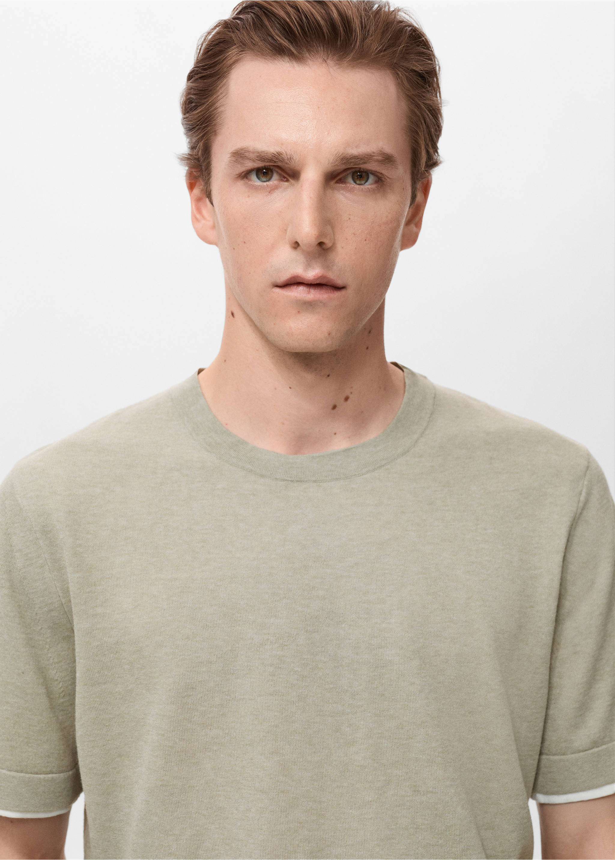 Camiseta combinada algodón - Detalle del artículo 1, Khaki. Ref: 17051244-00.