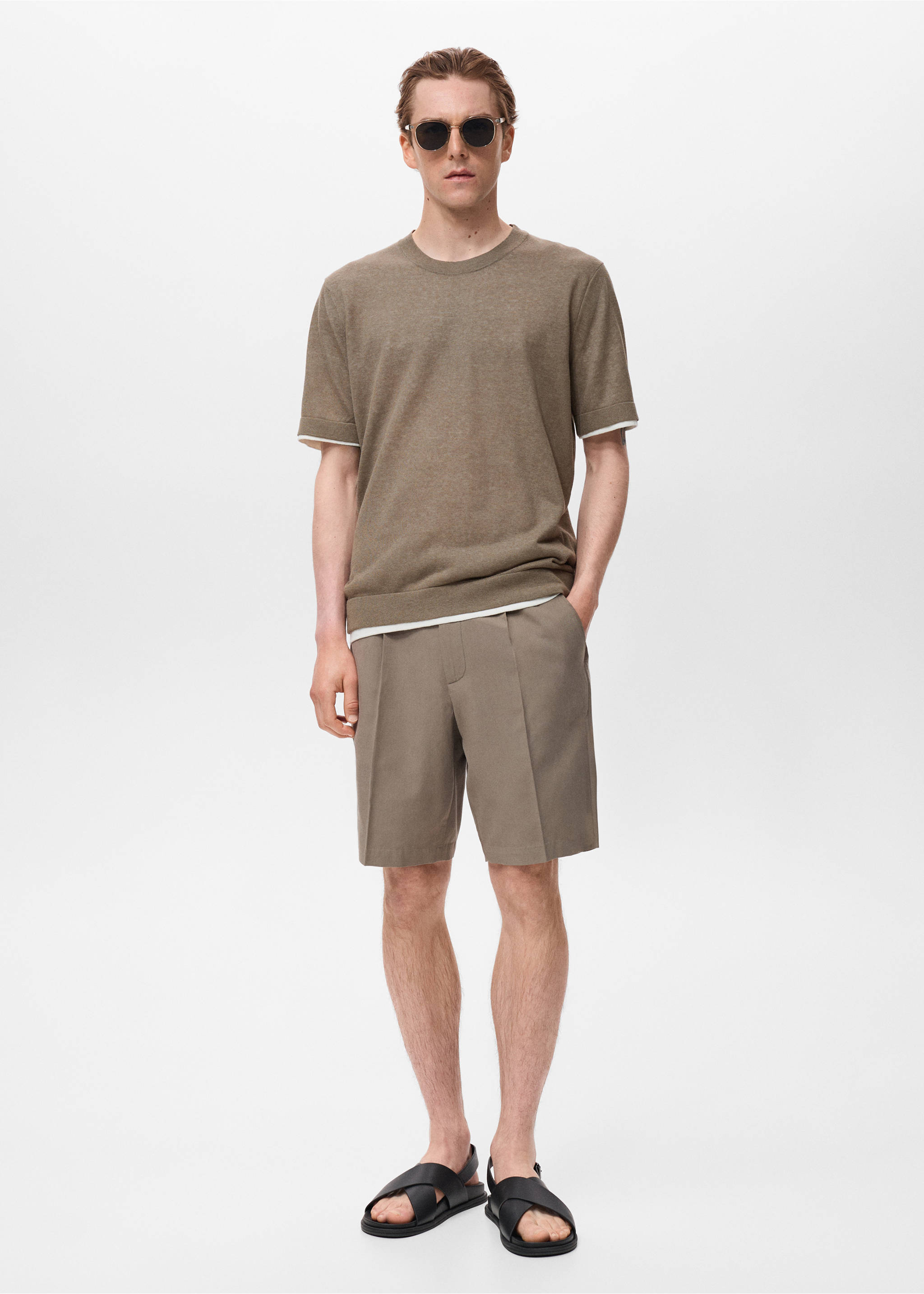 Camiseta combinada algodón - Plano general, Verde oscuro. Ref: 17051244-00.