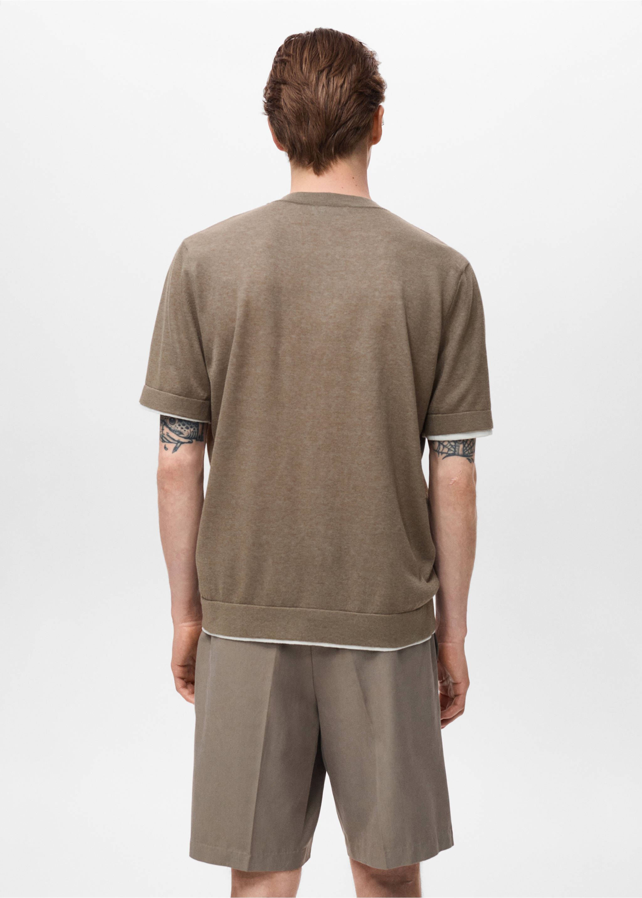 Camiseta combinada algodón - Reverso del artículo, Verde oscuro. Ref: 17051244-00.