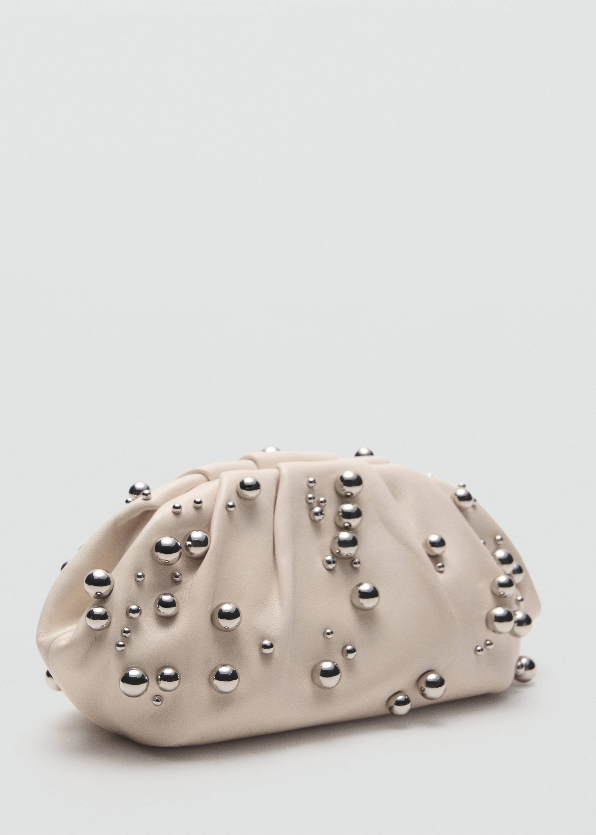 Leather handbag with ball detail - Medium plane, Off White. Ref: 17051249-00.
