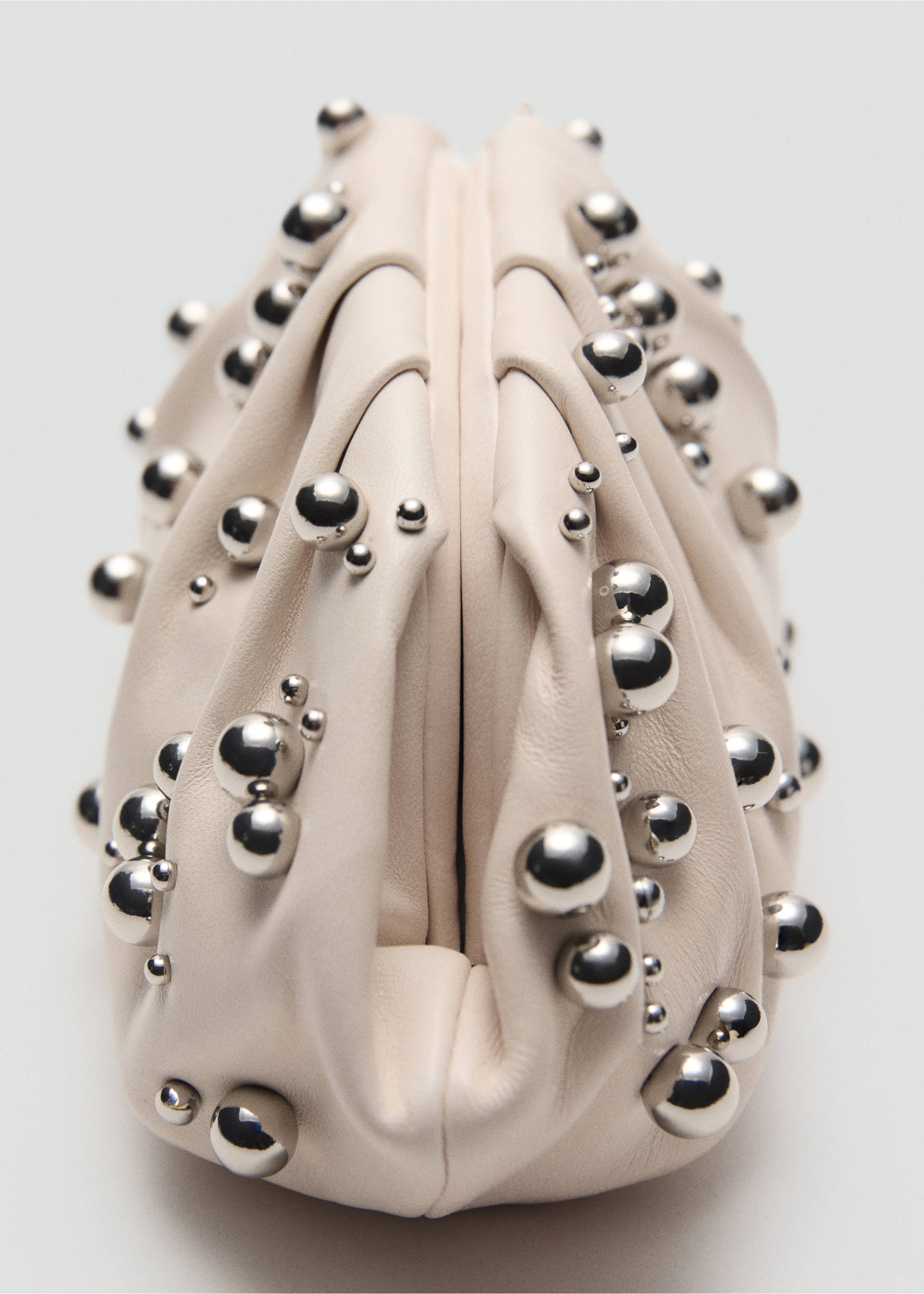 Leather handbag with ball detail - Details of the article 1, Off White. Ref: 17051249-00.