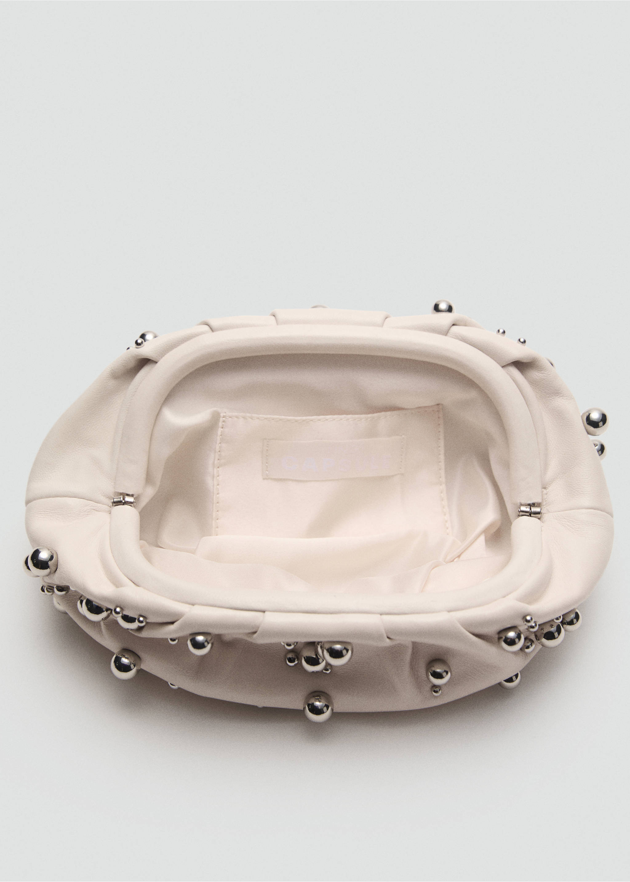 Leather handbag with ball detail - Details of the article 2, Off White. Ref: 17051249-00.