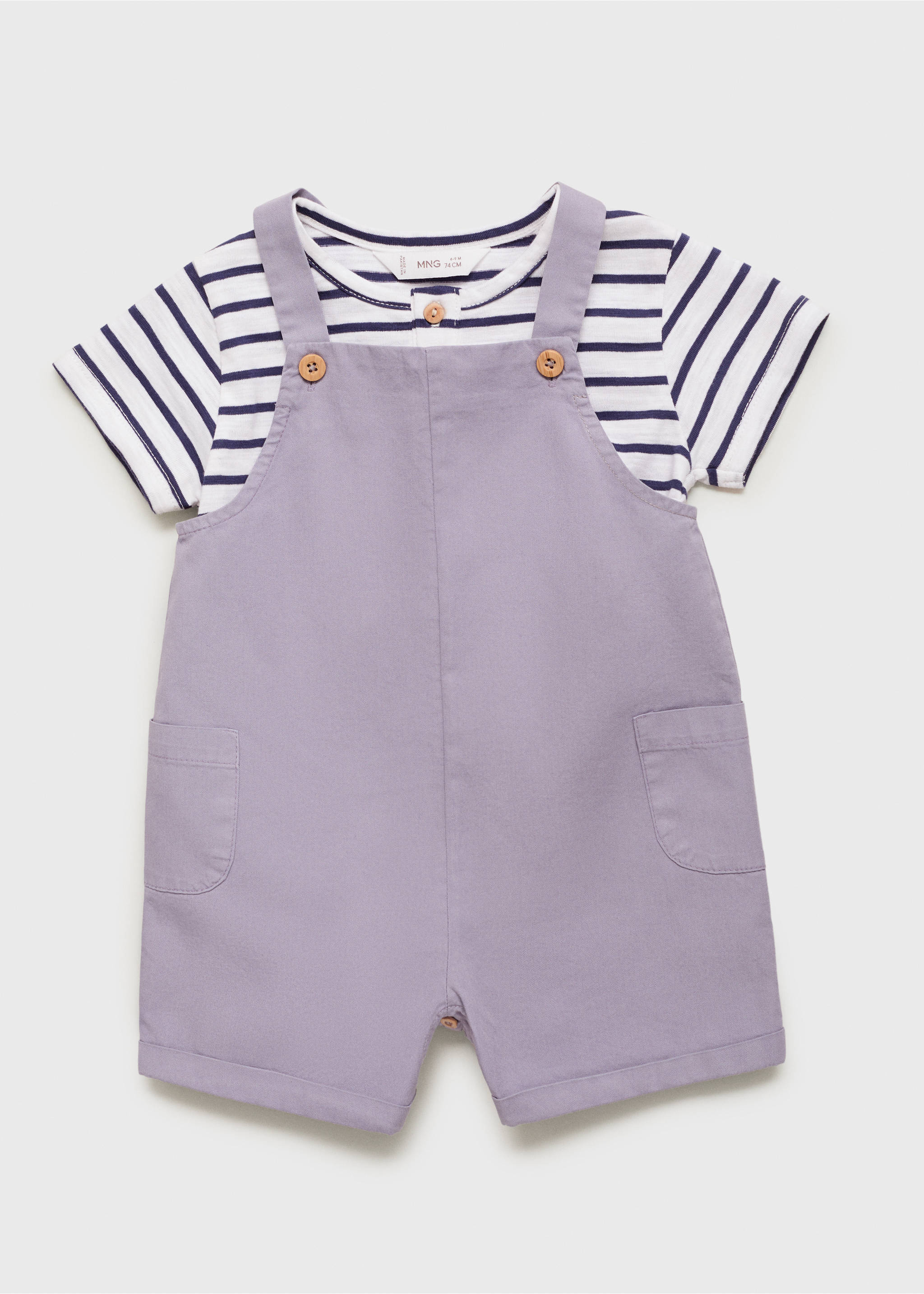 Short denim dungarees - Details of the article 6, Light/Pastel Purple. Ref: 17051251-00.