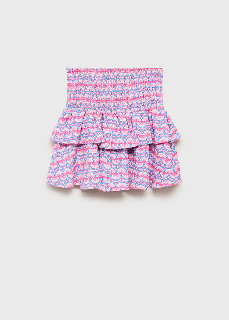 Printed skirt with ruffles — Pink