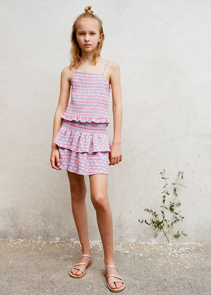 Printed skirt with ruffles — Pink