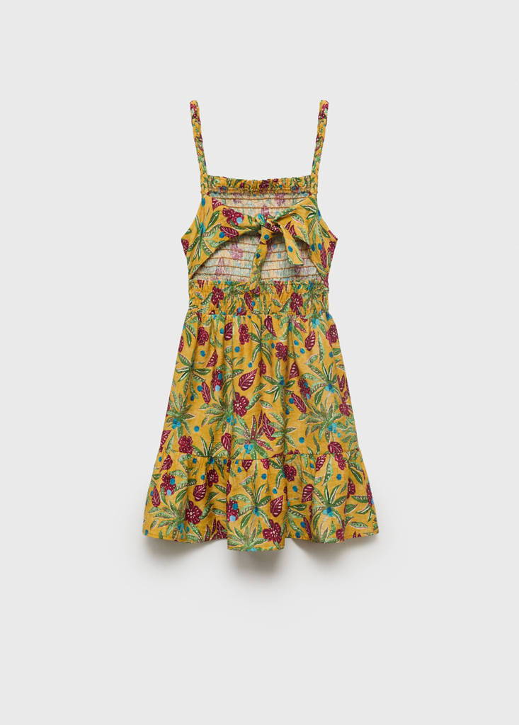 Printed ruched dress — Mustard