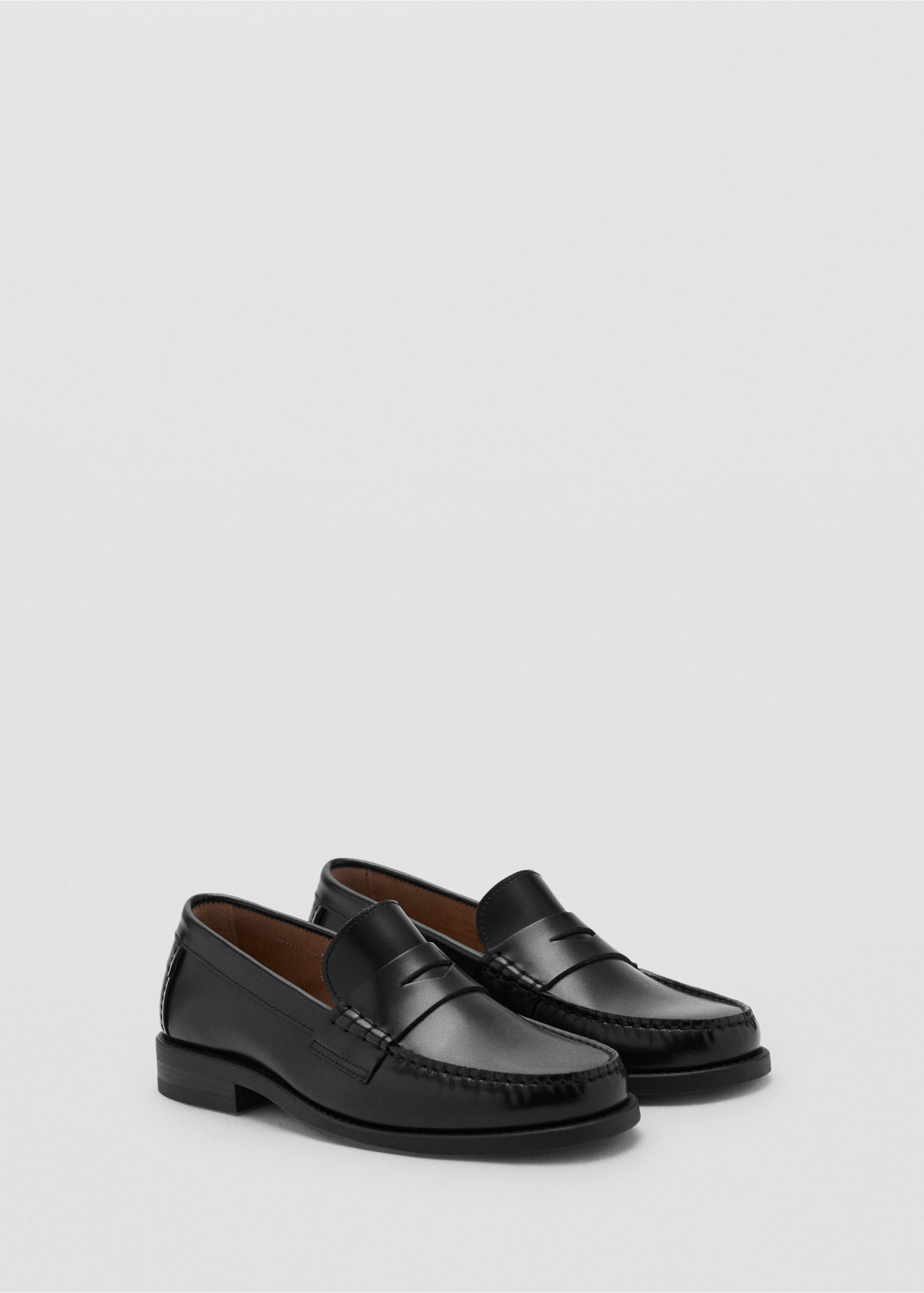 Mocasín antifaz piel antic - Plano medio, Negro. Ref: 17051257-00.
