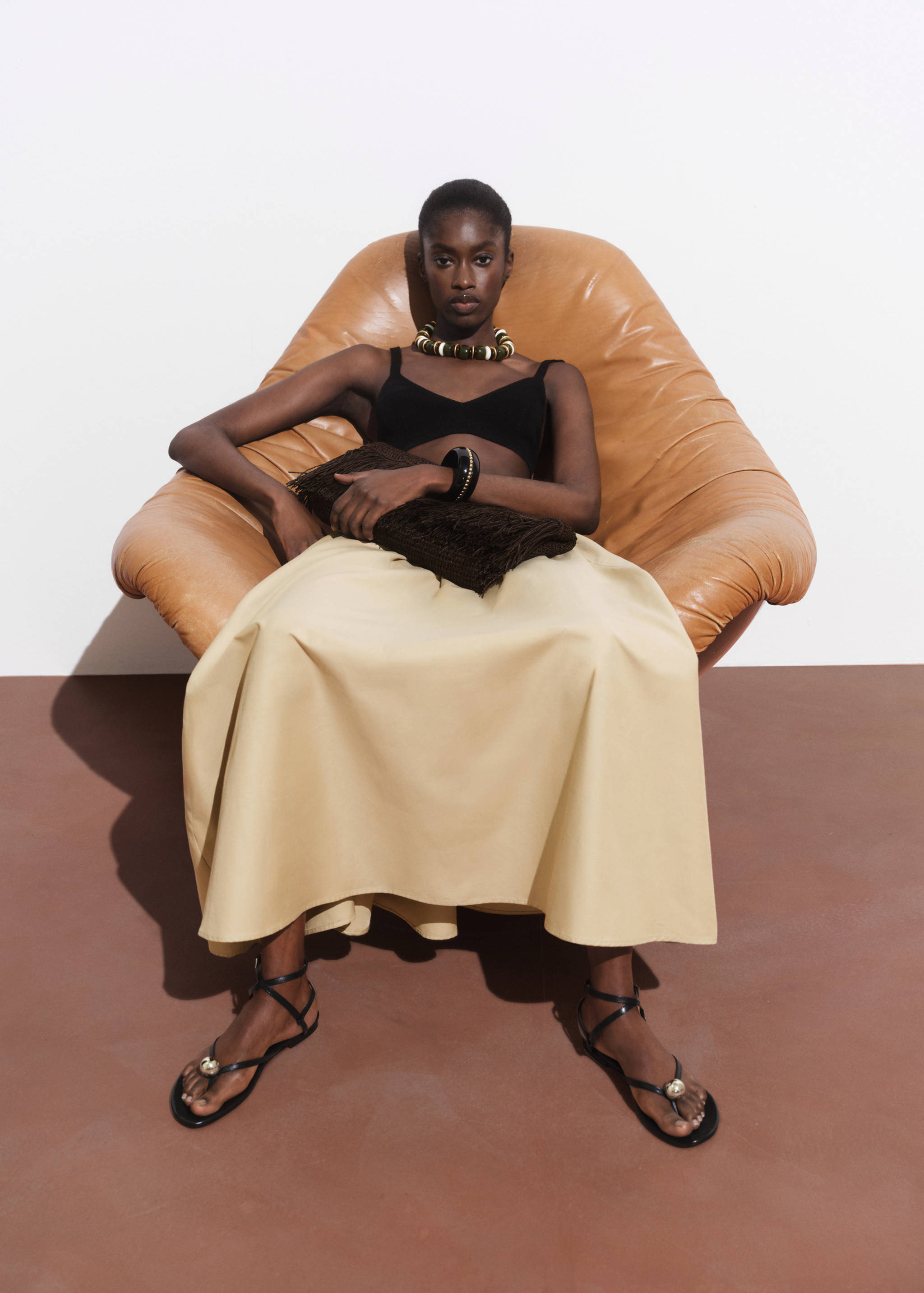 Leather strap sandals with metallic detail - General plane