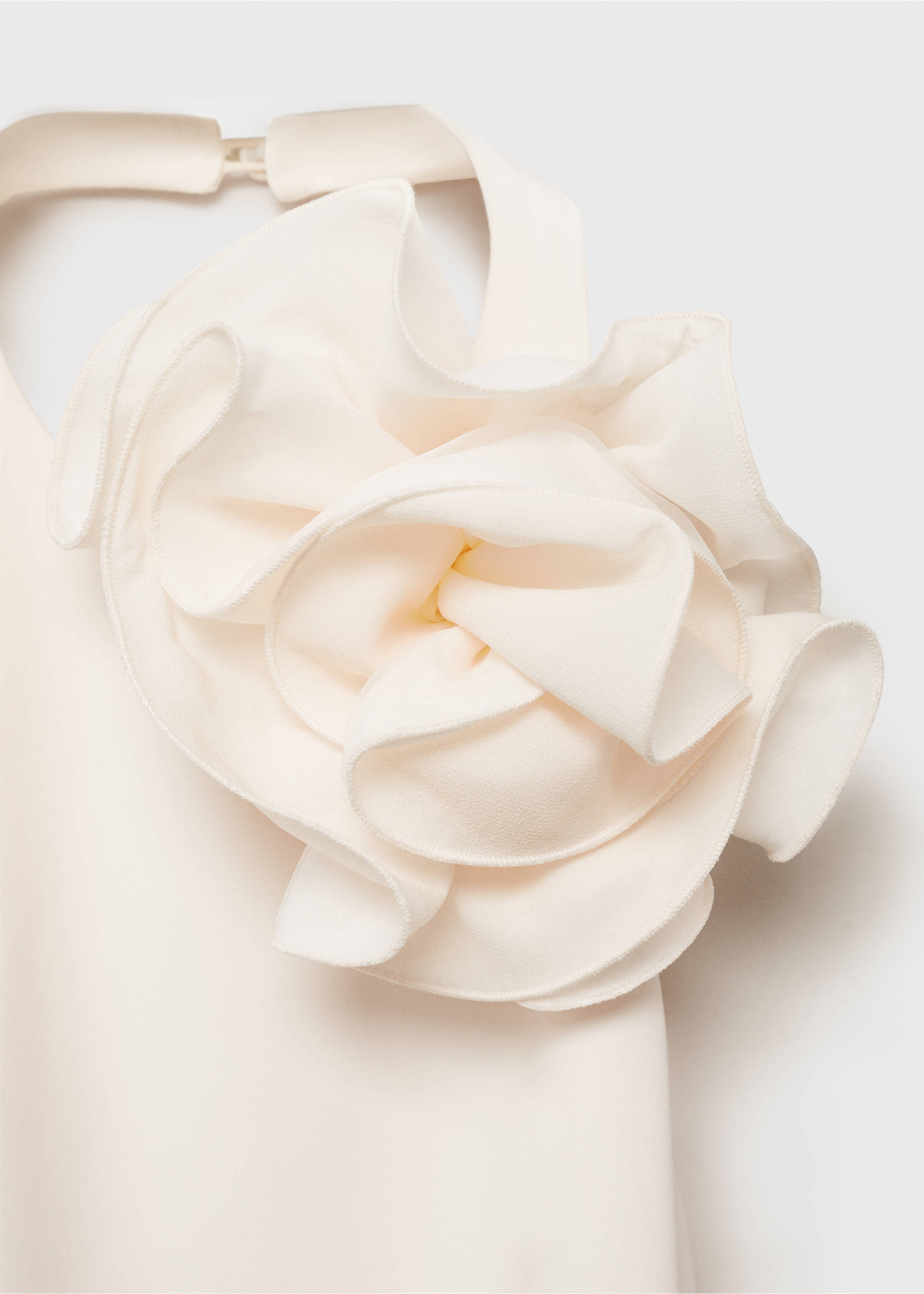 Vestido halter drapeado adorno flor - Detalle del artículo 0, Blanco roto. Ref: 17051259-00.