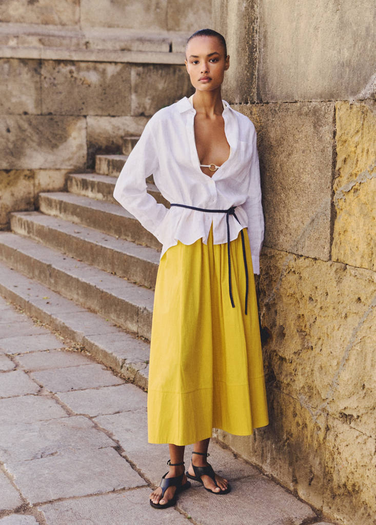 Long gathered skirt — Mustard