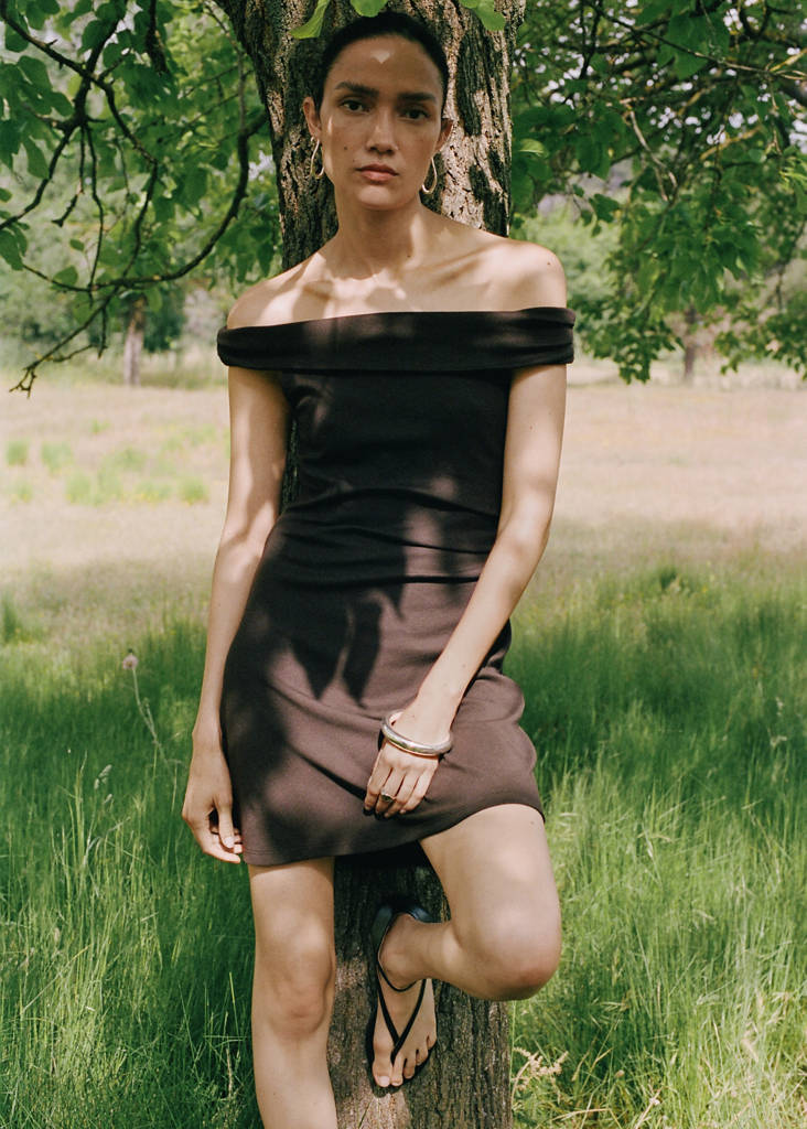 Strapless dress — Brown
