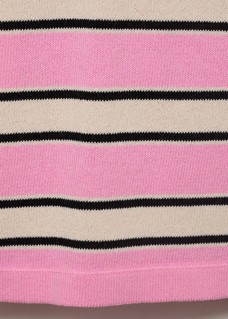 Short-sleeved sweater with combined stripes — Pastel Pink