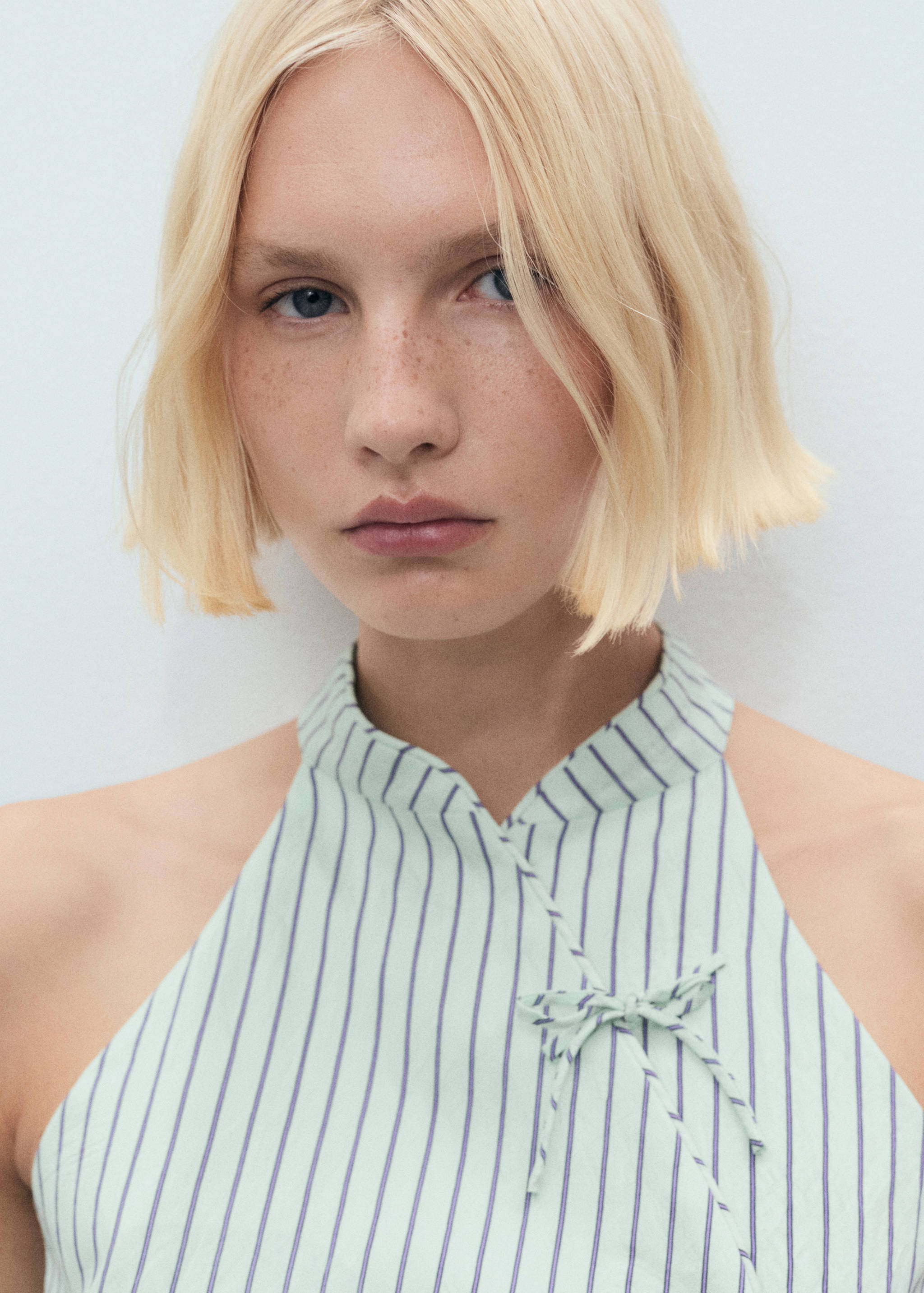 Haut rayé col officier à nœuds - Détail de l'article 1