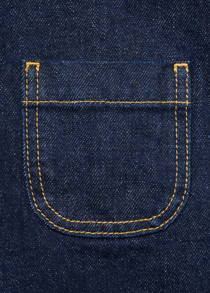 High-waisted denim shorts with pockets — Open Blue