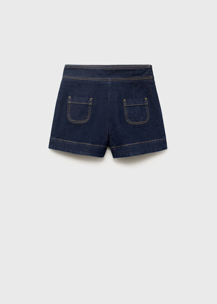 High-waisted denim shorts with pockets — Open Blue