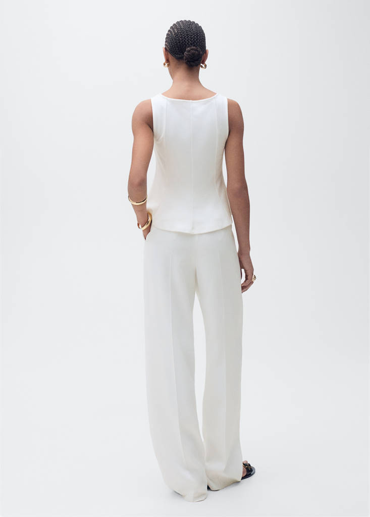 Peplum top with seam detail — White