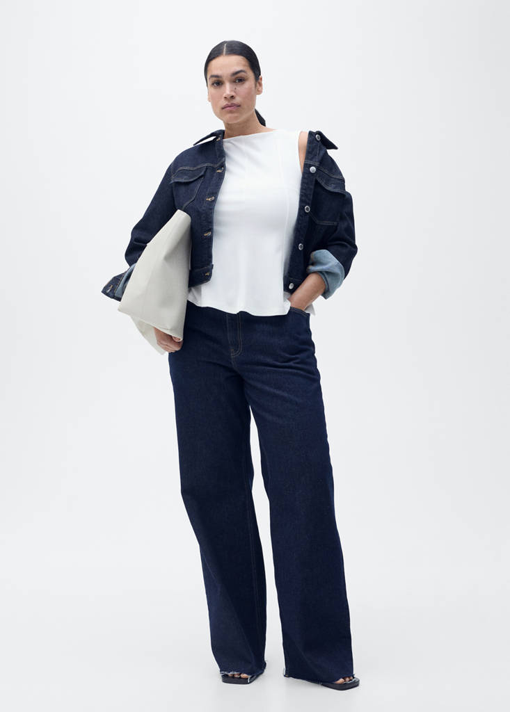 Peplum top with seam detail — White