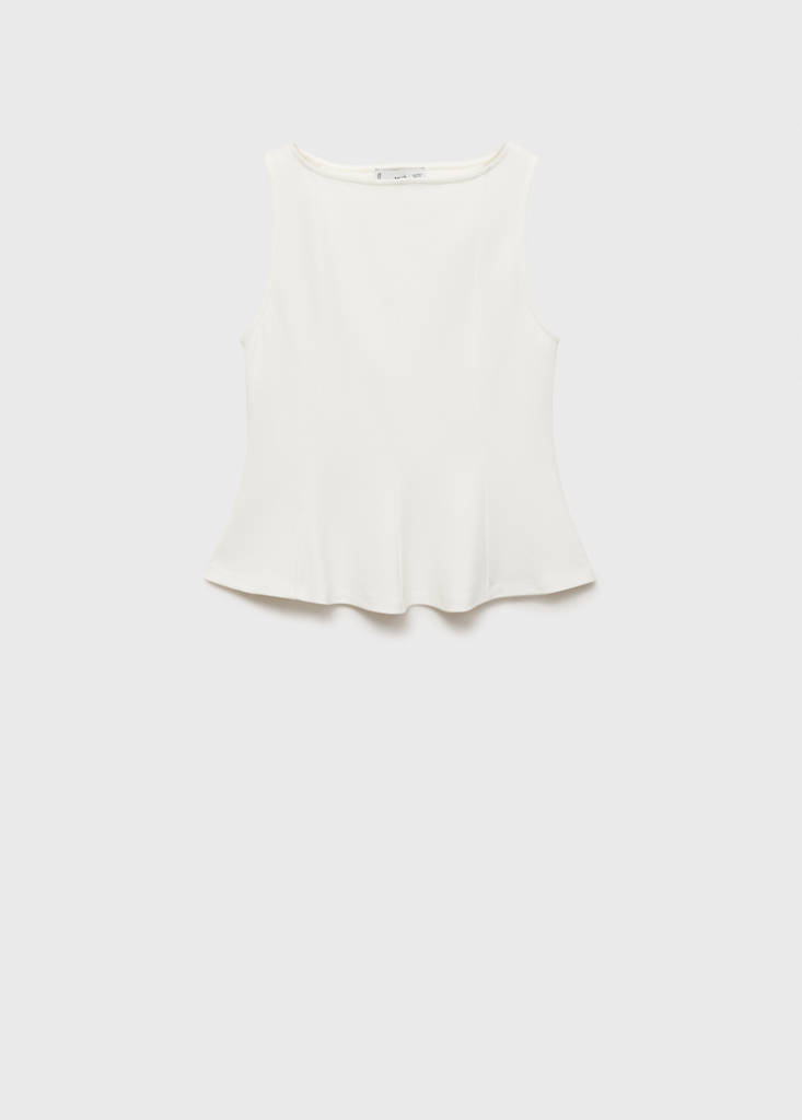 Peplum top with seam detail — White