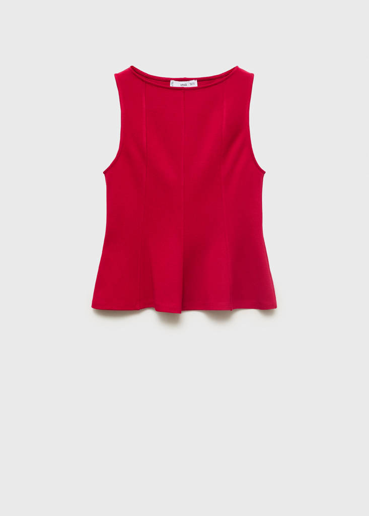 Peplum top with seam detail — Red