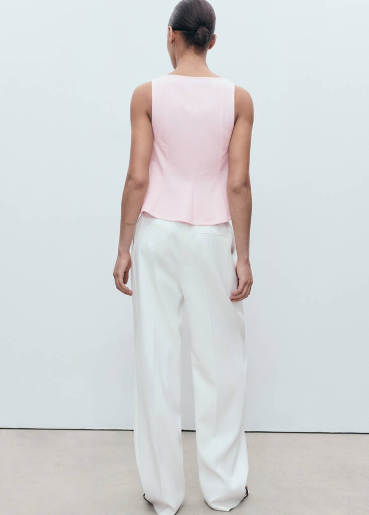 Peplum top with seam detail — Pastel Pink