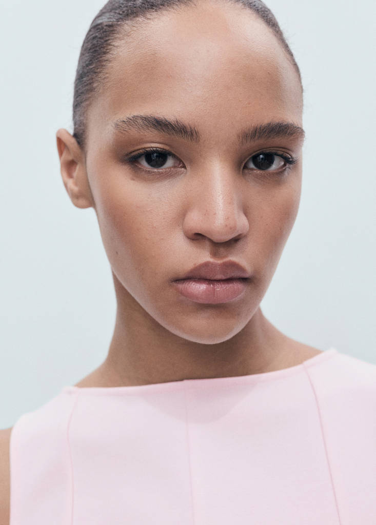 Peplum top with seam detail — Pastel Pink
