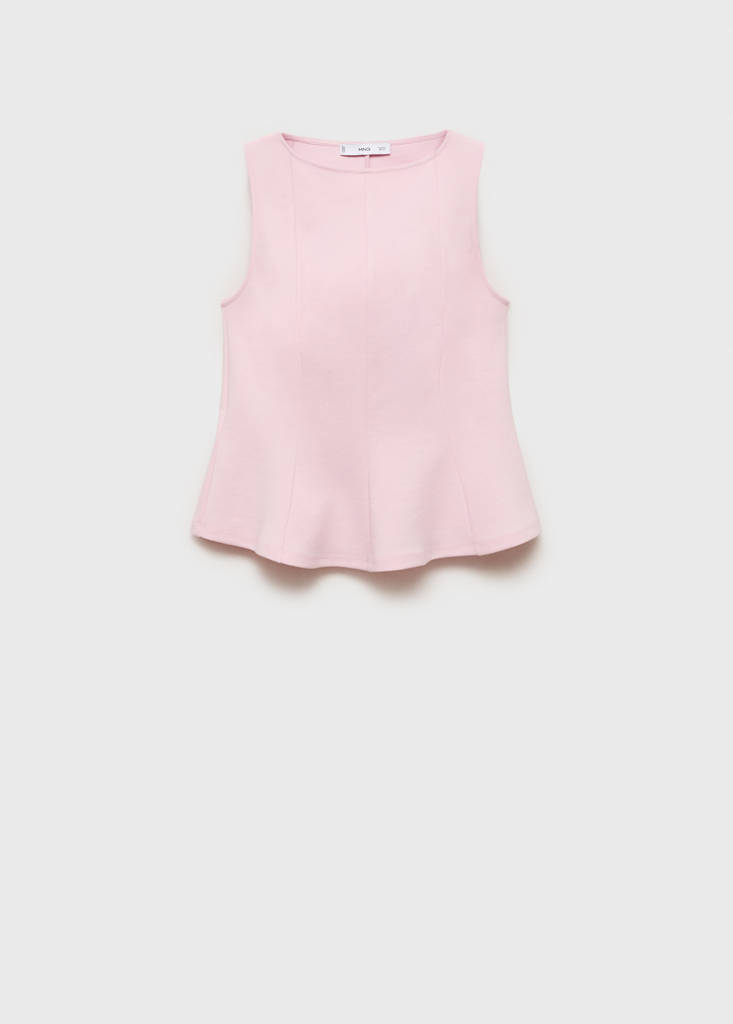 Peplum top with seam detail — Pastel Pink