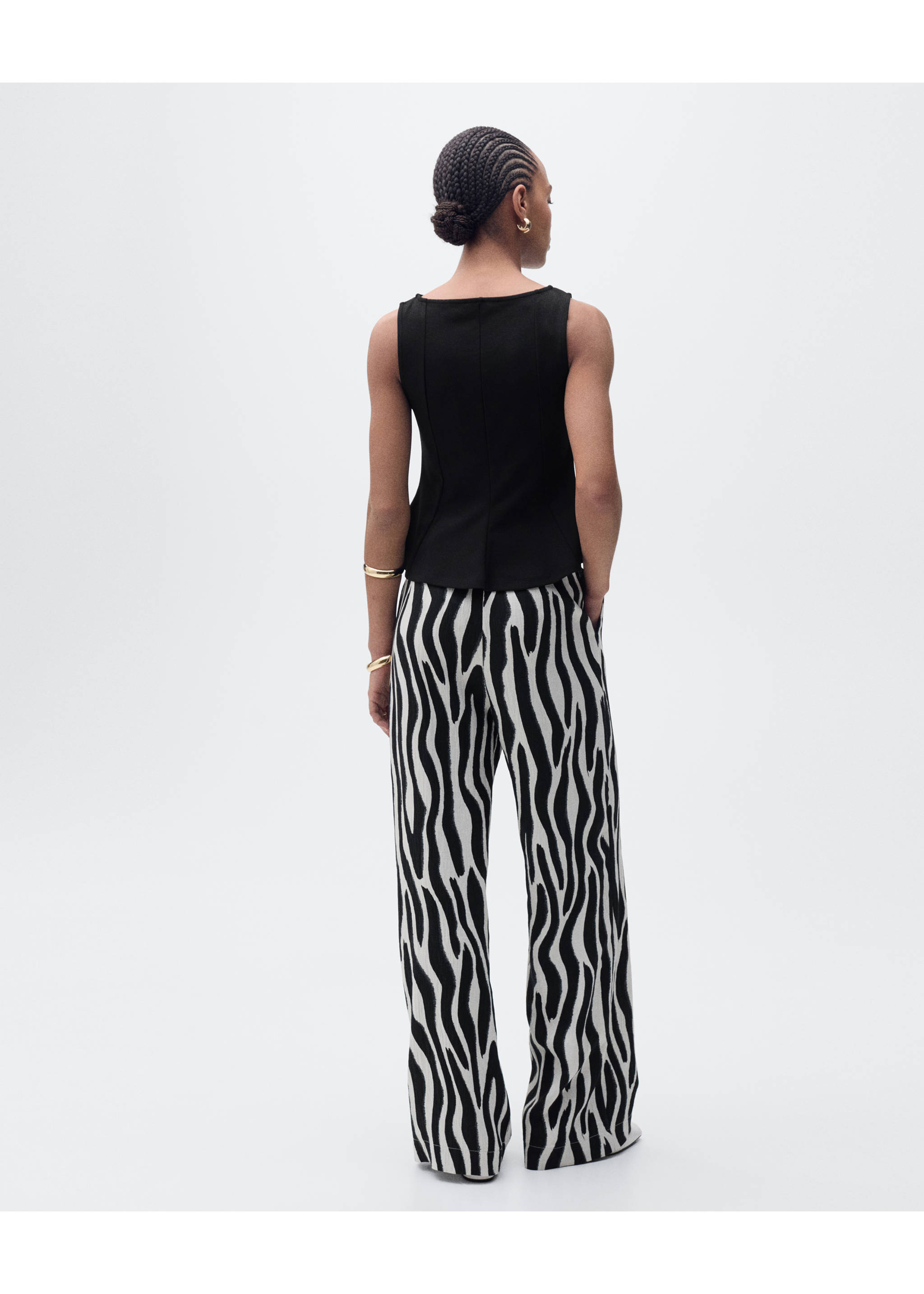 Peplum top with seam detail - Reverse of the article, Black. Ref: 17051268-00.