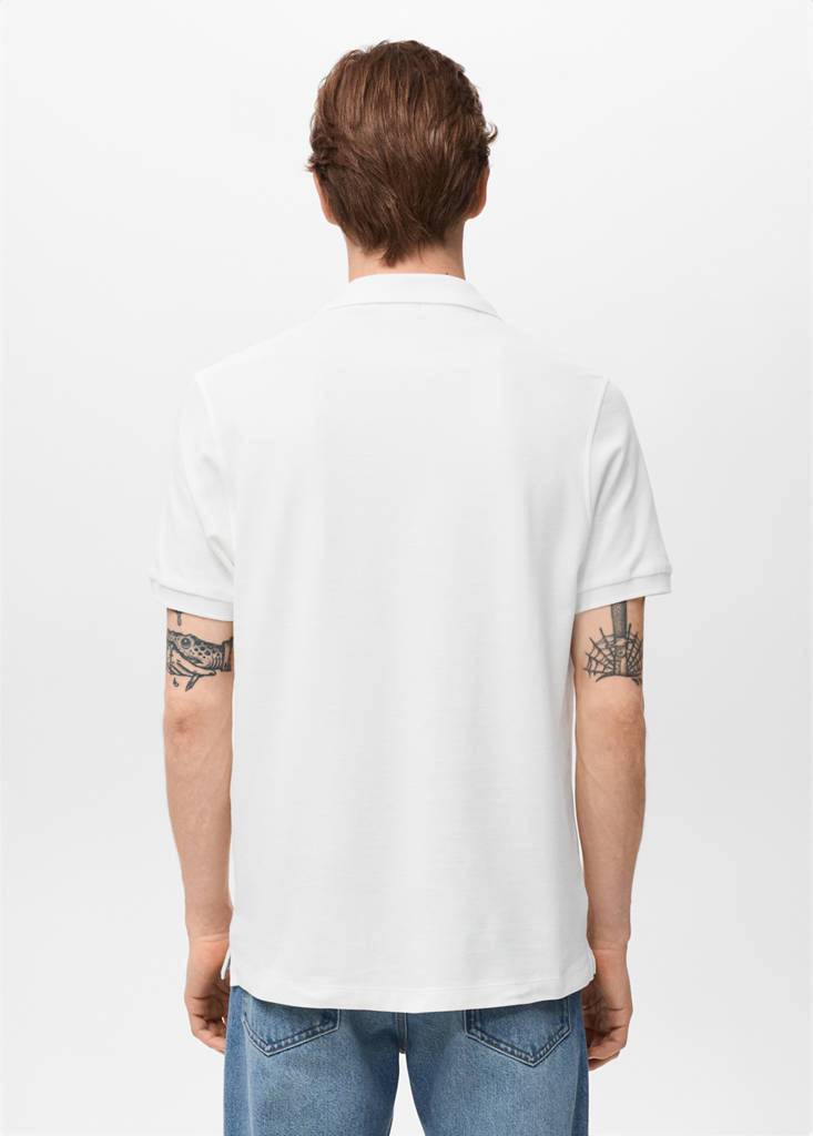 Regular-fit cotton piqué polo shirt — White