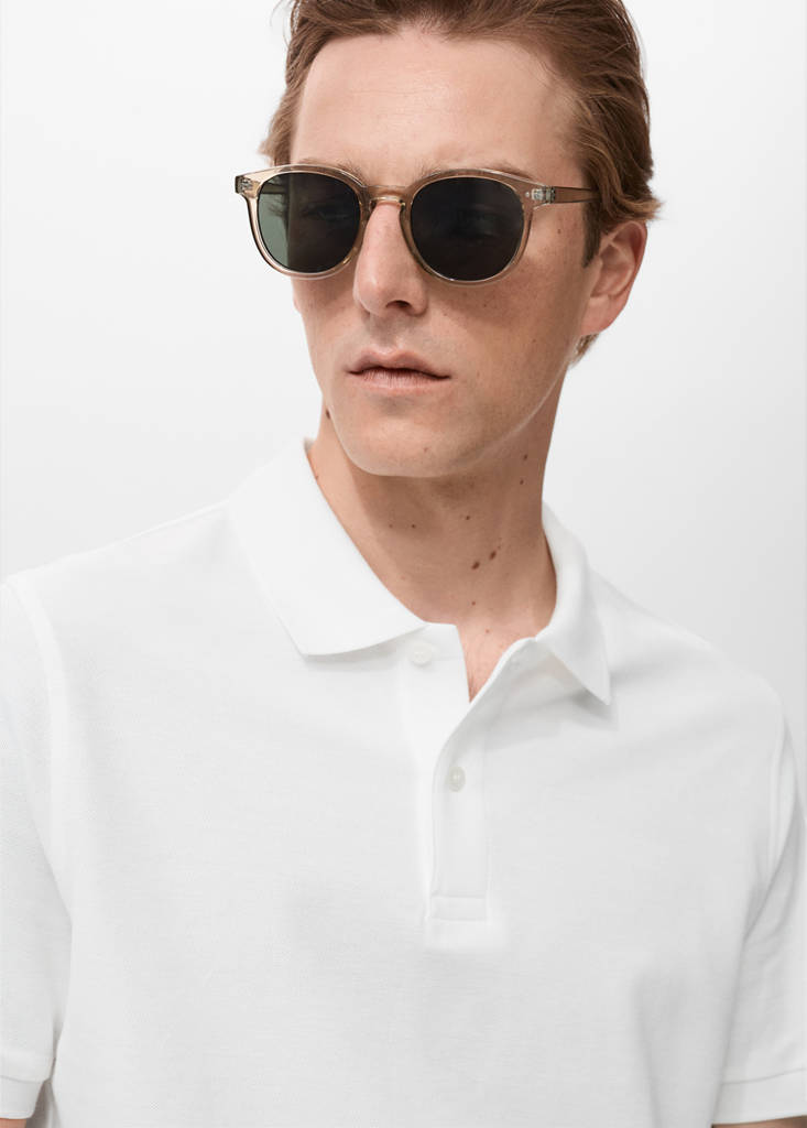 Regular-fit cotton piqué polo shirt — White