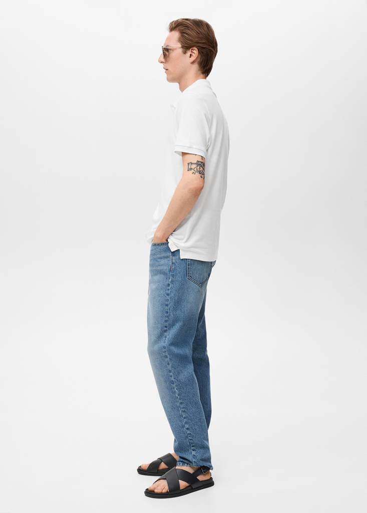 Regular-fit cotton piqué polo shirt — White