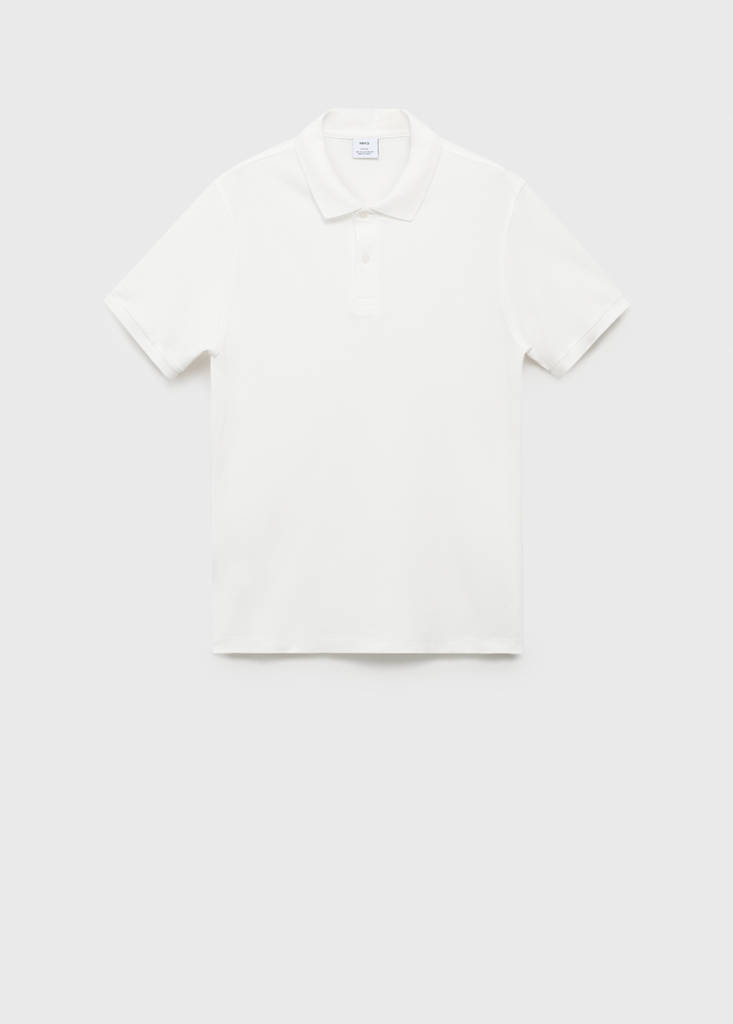 Regular-fit cotton piqué polo shirt — White