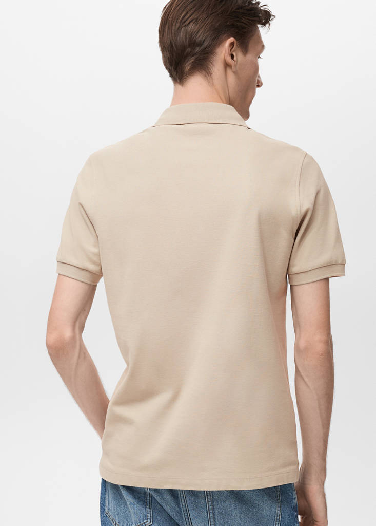 Regular-fit cotton piqué polo shirt — Ecru