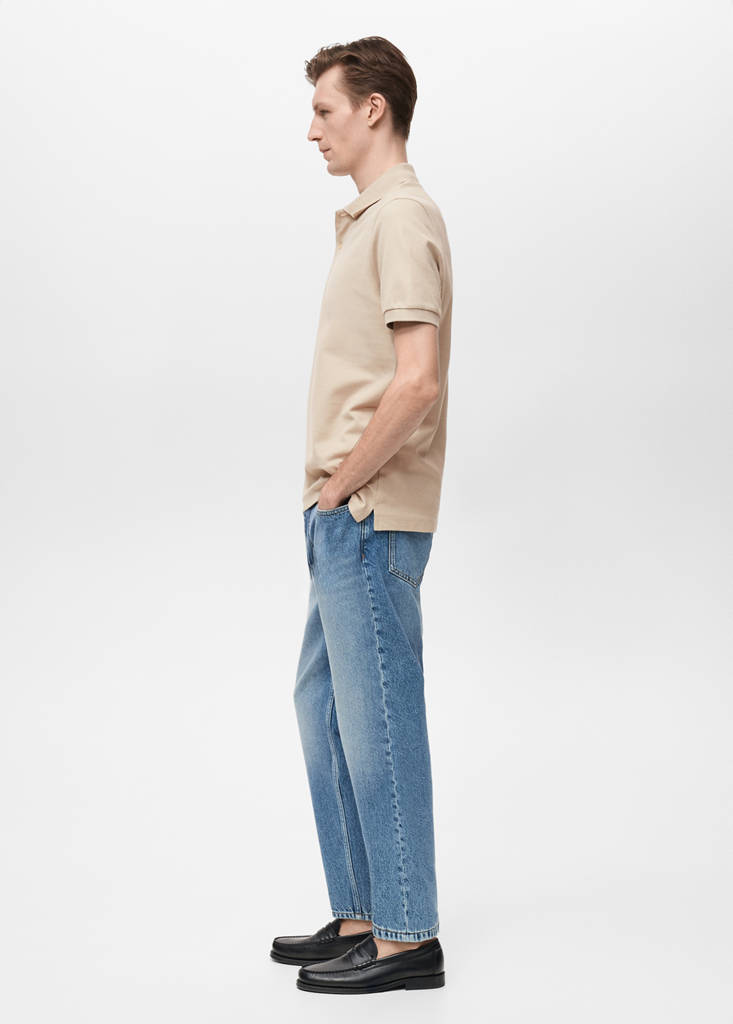 Regular-fit cotton piqué polo shirt — Ecru