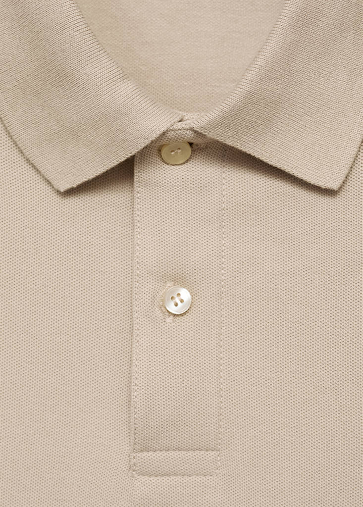 Regular-fit cotton piqué polo shirt — Ecru