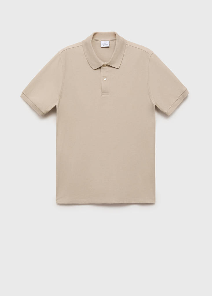 Regular-fit cotton piqué polo shirt — Ecru