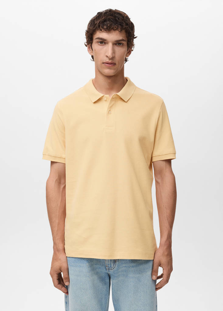 Regular-fit cotton piqué polo shirt — Yellow