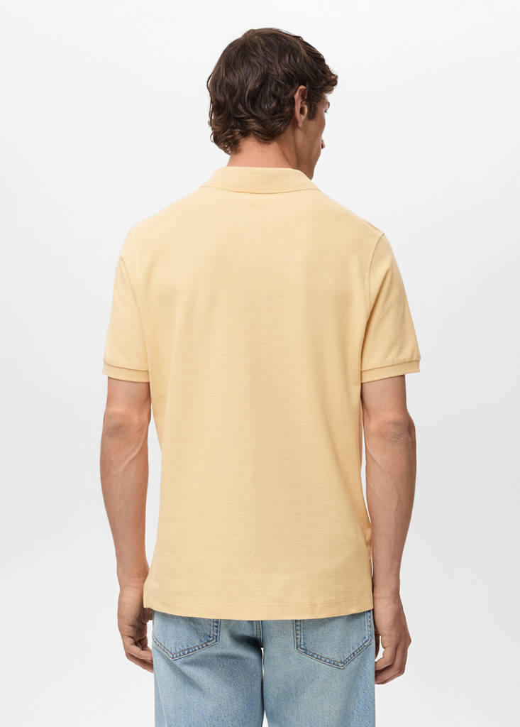 Regular-fit cotton piqué polo shirt — Yellow