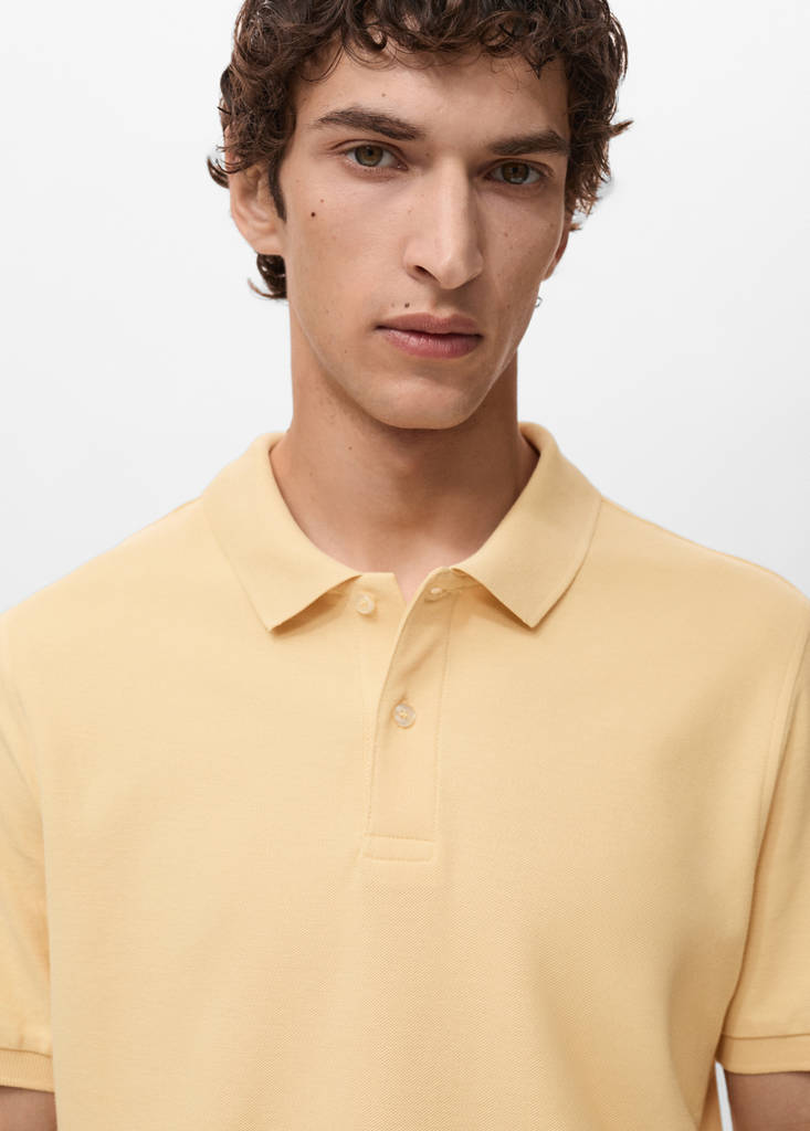 Regular-fit cotton piqué polo shirt — Yellow