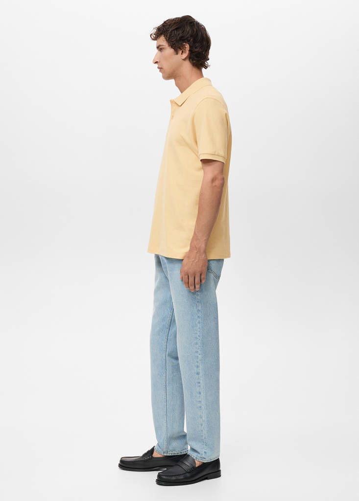Regular-fit cotton piqué polo shirt — Yellow