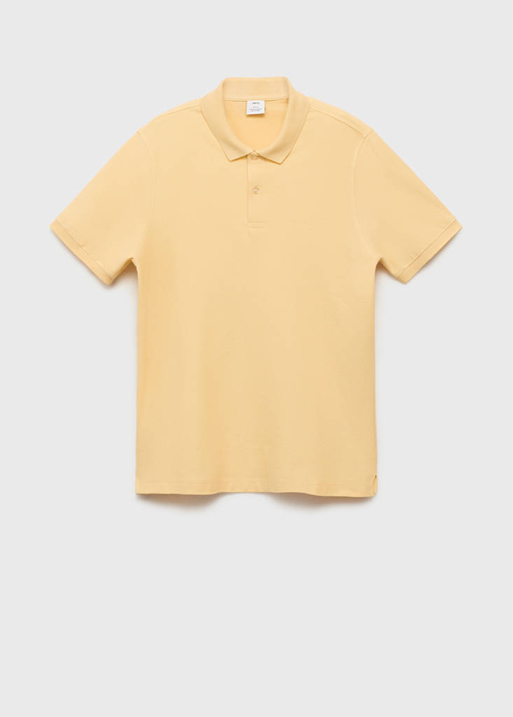 Regular-fit cotton piqué polo shirt — Yellow