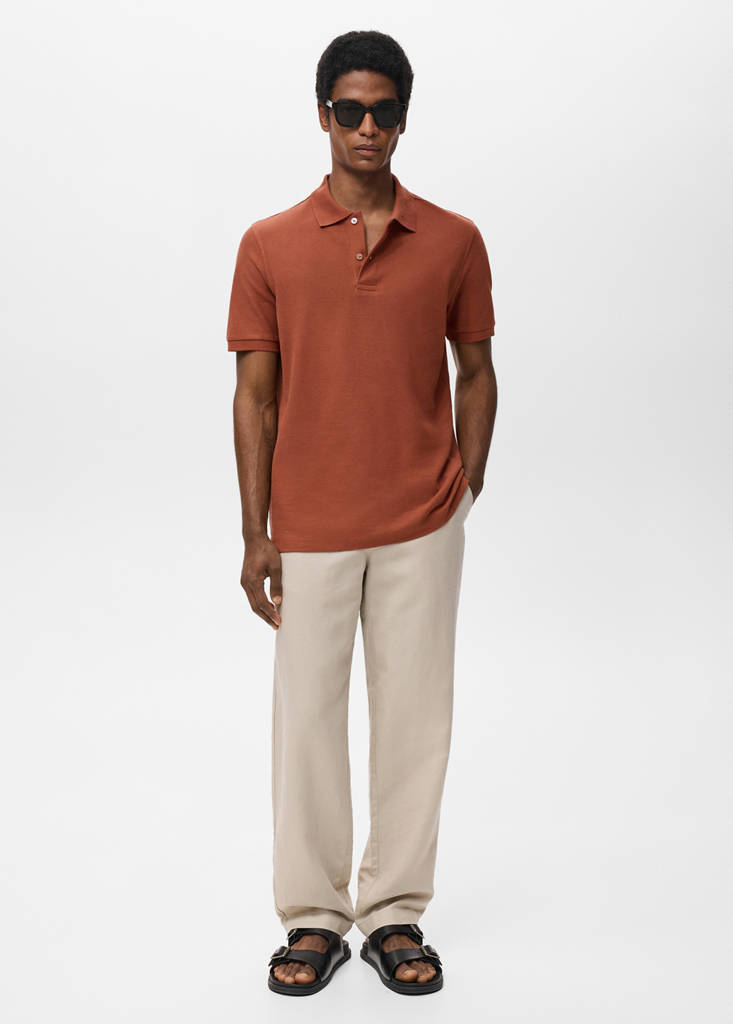 Regular-fit cotton piqué polo shirt — Burnt Orange