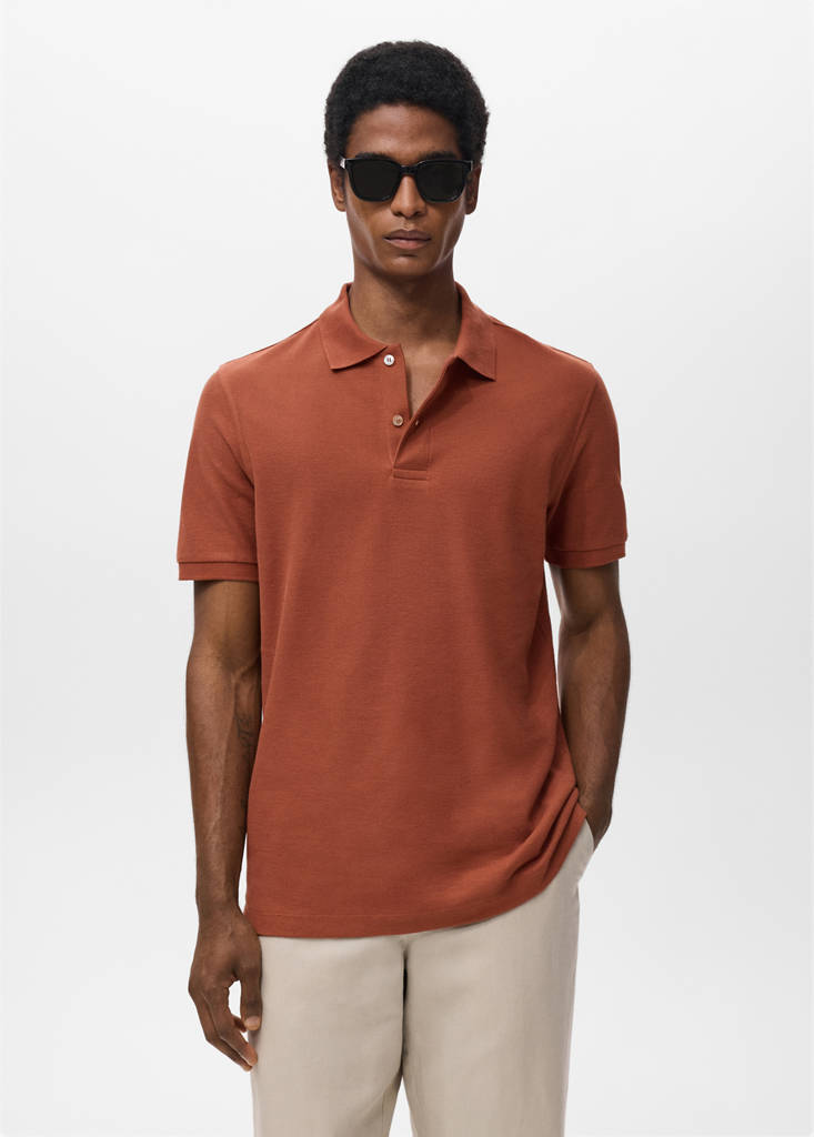 Regular-fit cotton piqué polo shirt — Burnt Orange