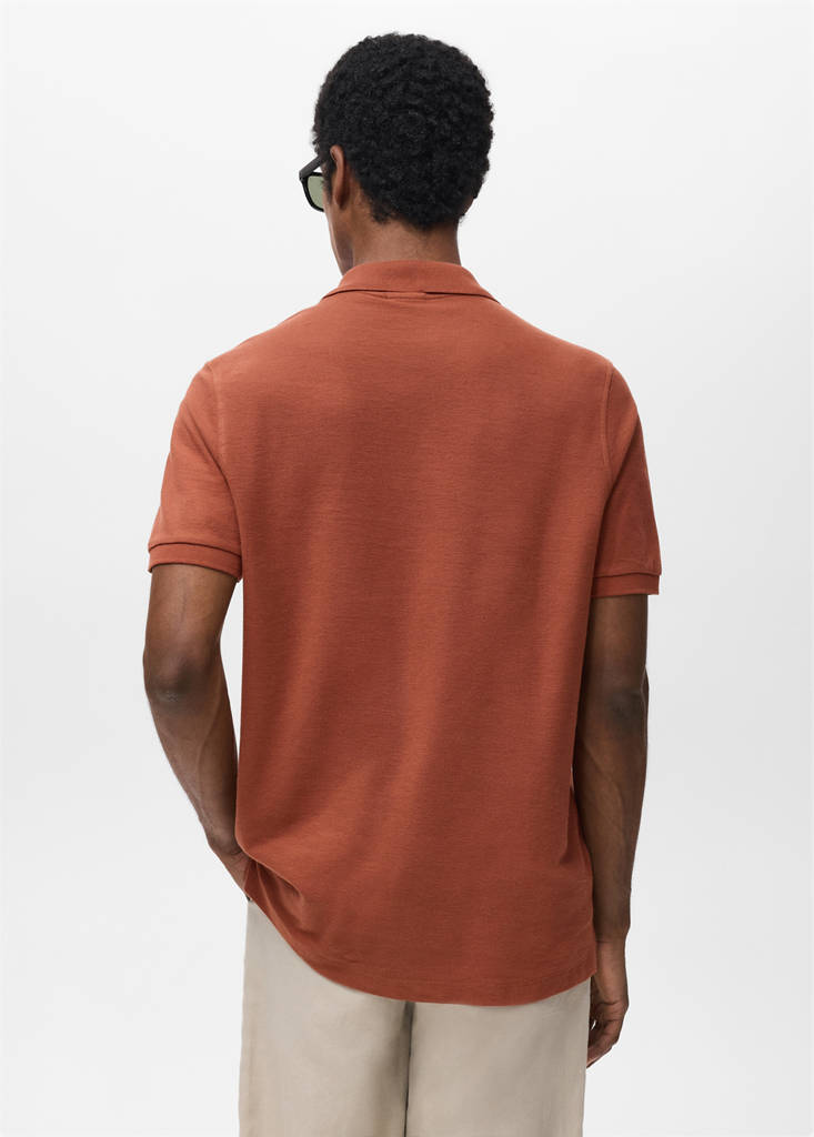 Regular-fit cotton piqué polo shirt — Burnt Orange