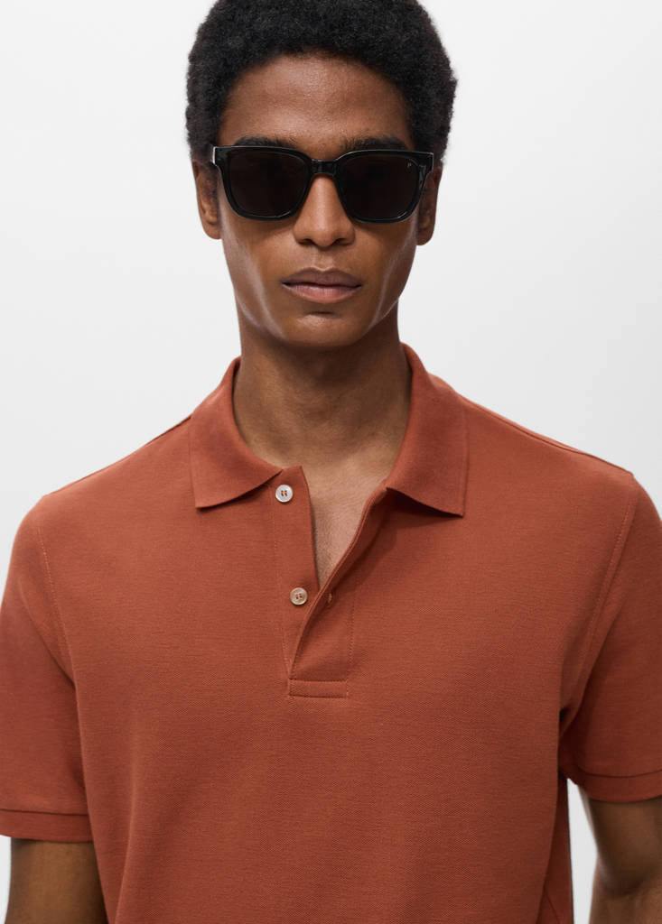 Regular-fit cotton piqué polo shirt — Burnt Orange